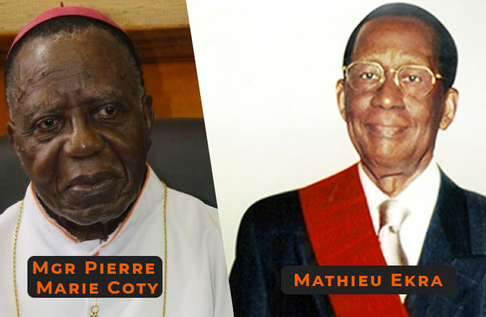 Mgr Pierre Marie Coty et Mathieu Ekra